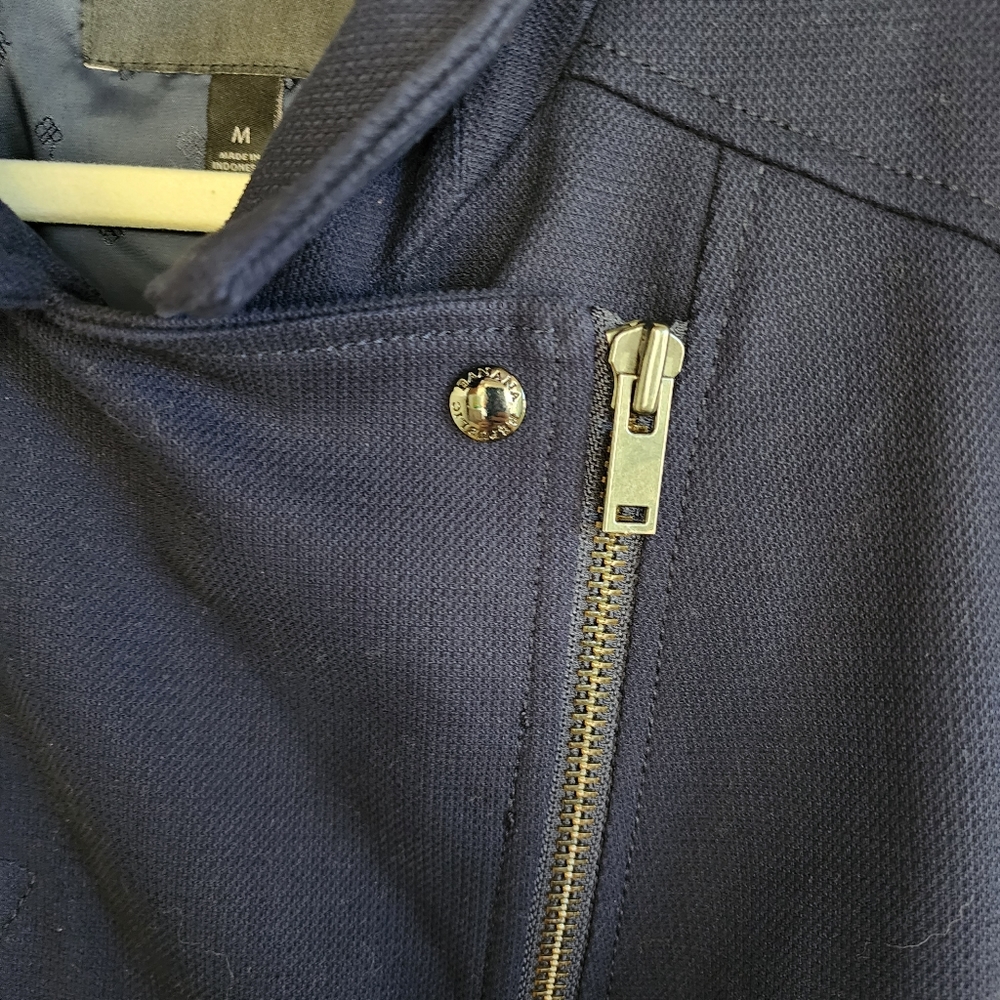 Banana Republic Navy Biker Moto Jacket, Sz M - Picture 8 of 12